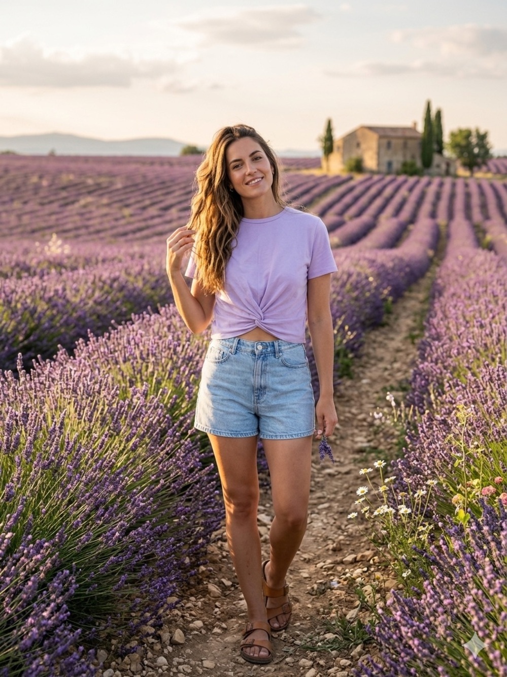 Lilac Twist-Front Women's Tee